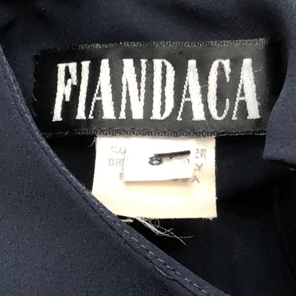 FIANDACA Vintage Navy Blue 3/4 Sheer Sleeve Layere - Picture 2 of 6